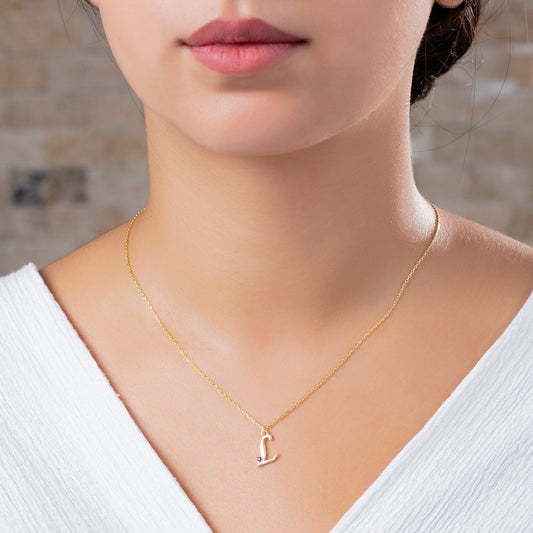 Birthstone Initial Necklace / 14k Gold Personalized Birthstone Initial Necklace / Layered Necklace / Birthday or Anniversary Gift