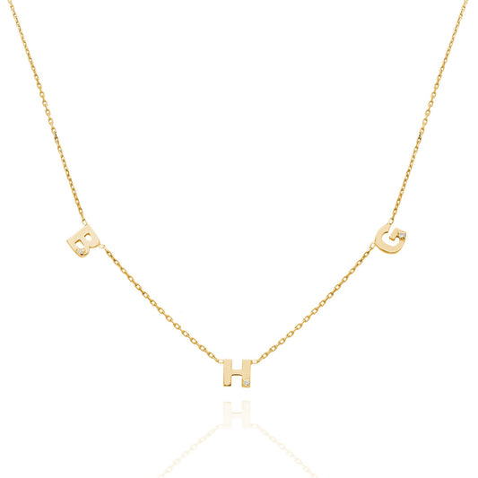 Diamond Initial Necklace / 14k Gold Personalized Diamond Initial Necklace / Layering Necklace / Birthday Gift / Anniversary Gift