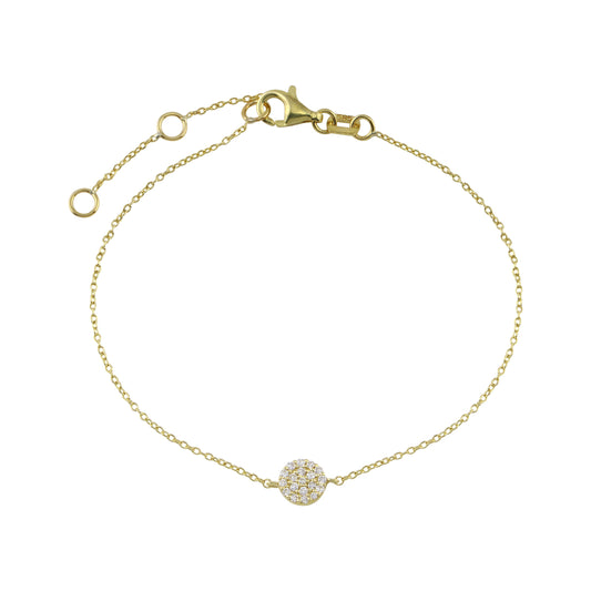 Diamond Disc Bracelet / 14k Gold Pave Diamond Disc Bracelet / Diamond Disc Bracelet / Graduation Gift / Anniversary Gift / Diamond Gift Idea