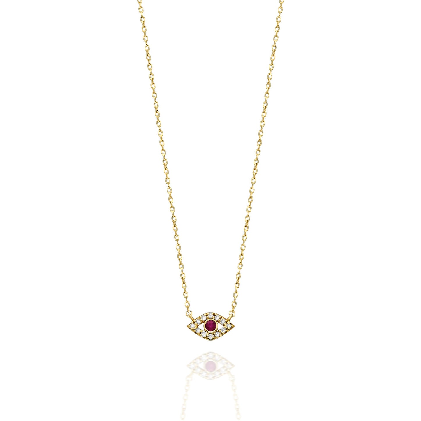 14k Gold and Diamond Evil Eye Necklace / Diamond and birthstone Evil Eye necklace / Evil Eye Necklace/ Sapphire/Ruby