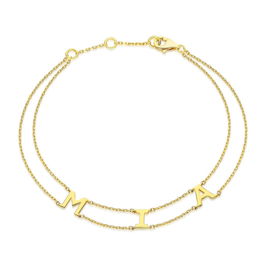 14k Gold Name Bracelet / Initial Bracelet / Personalized Initial Bracelet / Birthday Gift / Diamond Gift Ideas