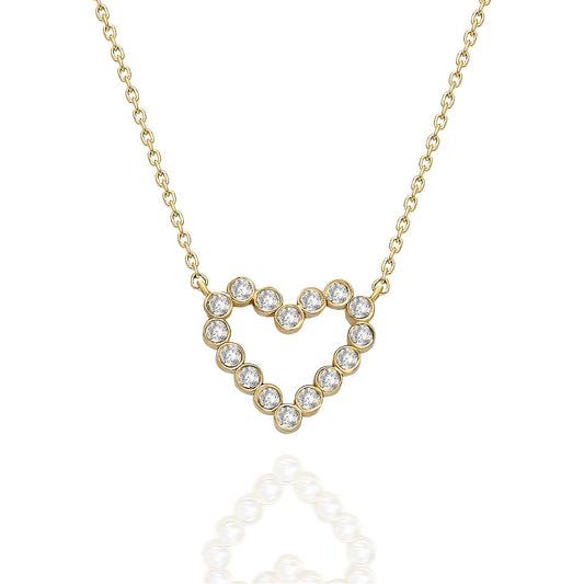 Diamond Heart Necklace / 14k Gold Heart Necklace / Dainty Heart Necklace / Minimalistic Heart Necklace / Bridal Gift