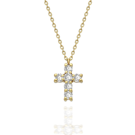 Diamond Cross Necklace / 14k Gold and Diamond Cross Necklace / Dainty Cross Necklace / Holiday Gift
