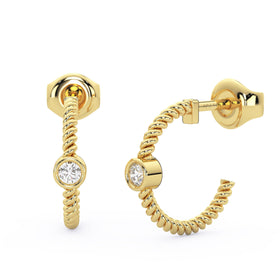 Diamond Hoop Earrings / 14k Gold Diamond Hoops / Diamond Huggie Earrings/ Gift