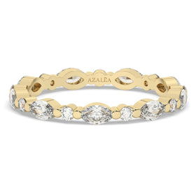 Alternating Diamond Eternity Wedding Band / 14k Marquise and Round Diamond Eternity Wedding Ring / Stacking Ring / Diamond Bridal Gift Ideas