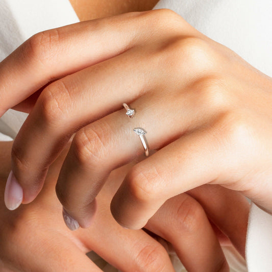 Marquise and Round Diamond Cuff Ring