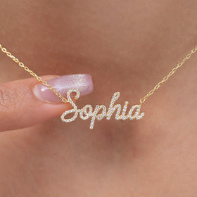 14k Diamond Name Necklace: Personalized Letter Pendant, Birthday Graduation Engagement Gift