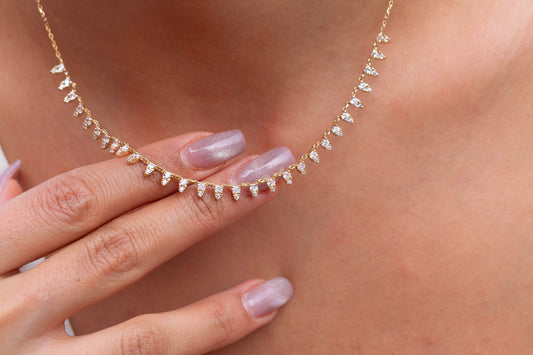 Diamond Segment Spike Choker Necklace