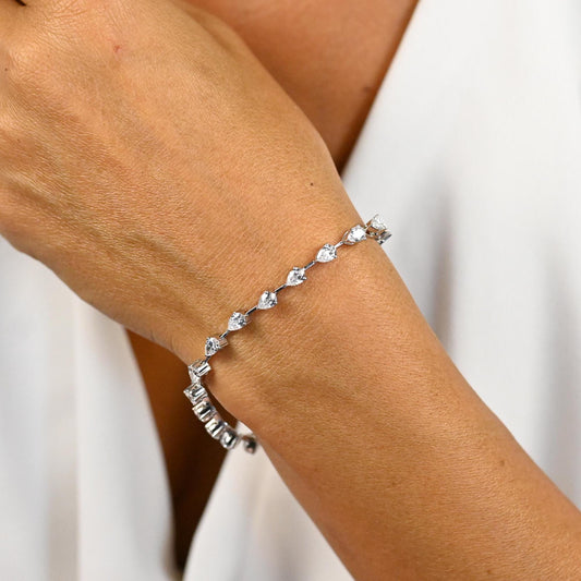 14k Gold Pear Diamond Tennis Bracelet - 4.5 CT Lab Grown or Natural