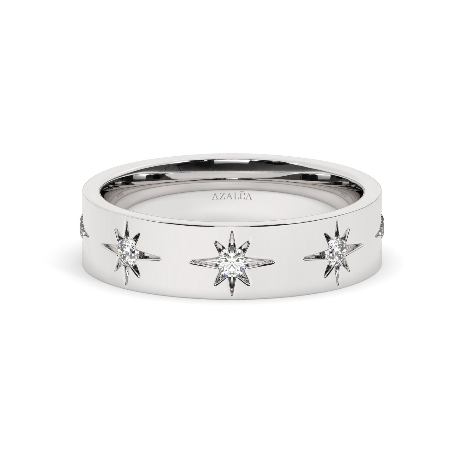 Engraved Star Diamond Stacking Ring