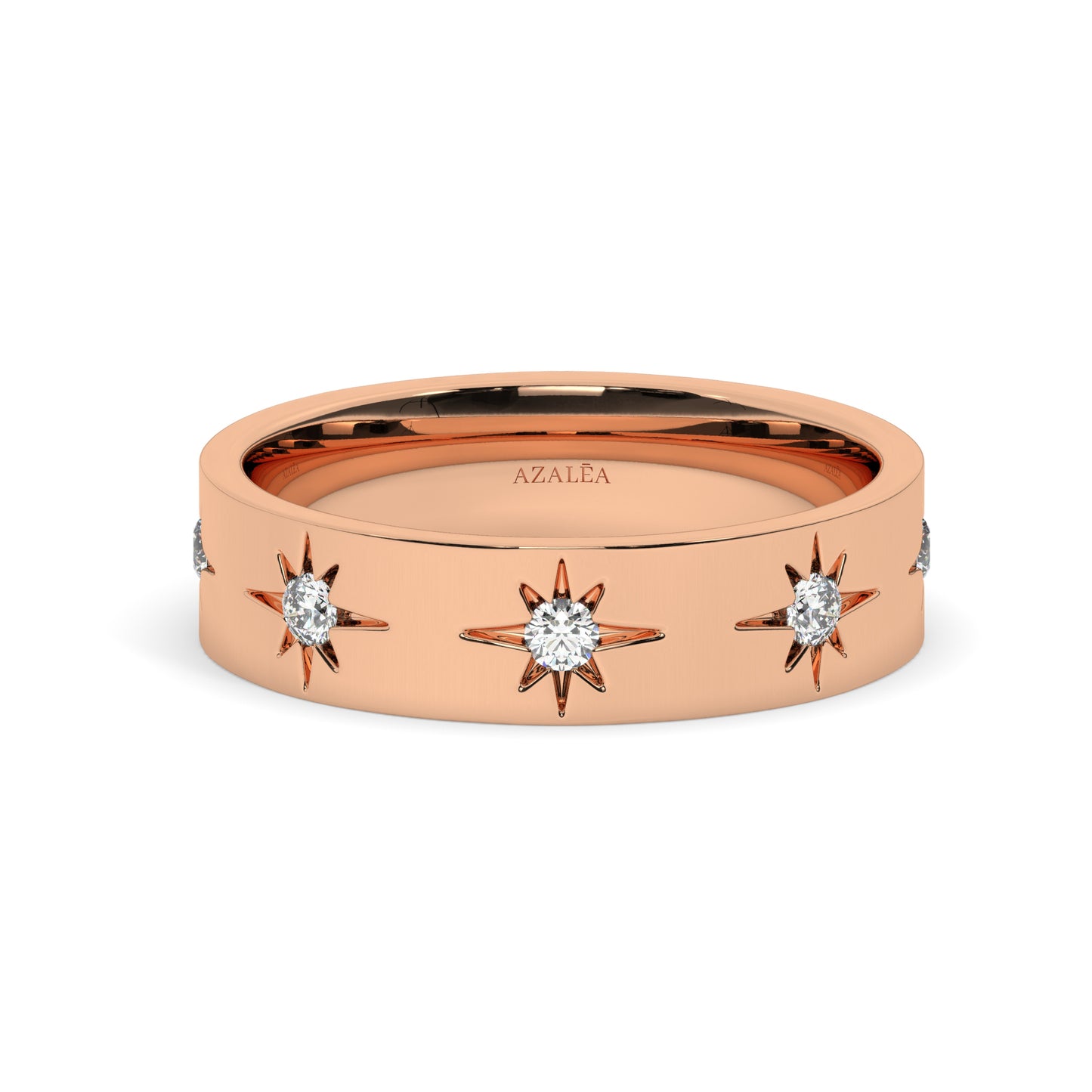 Engraved Star Diamond Stacking Ring