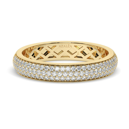 3 Row Halfway Diamond Wedding Band