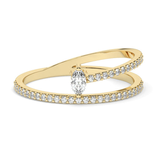 Spiral Marquise Diamond Ring