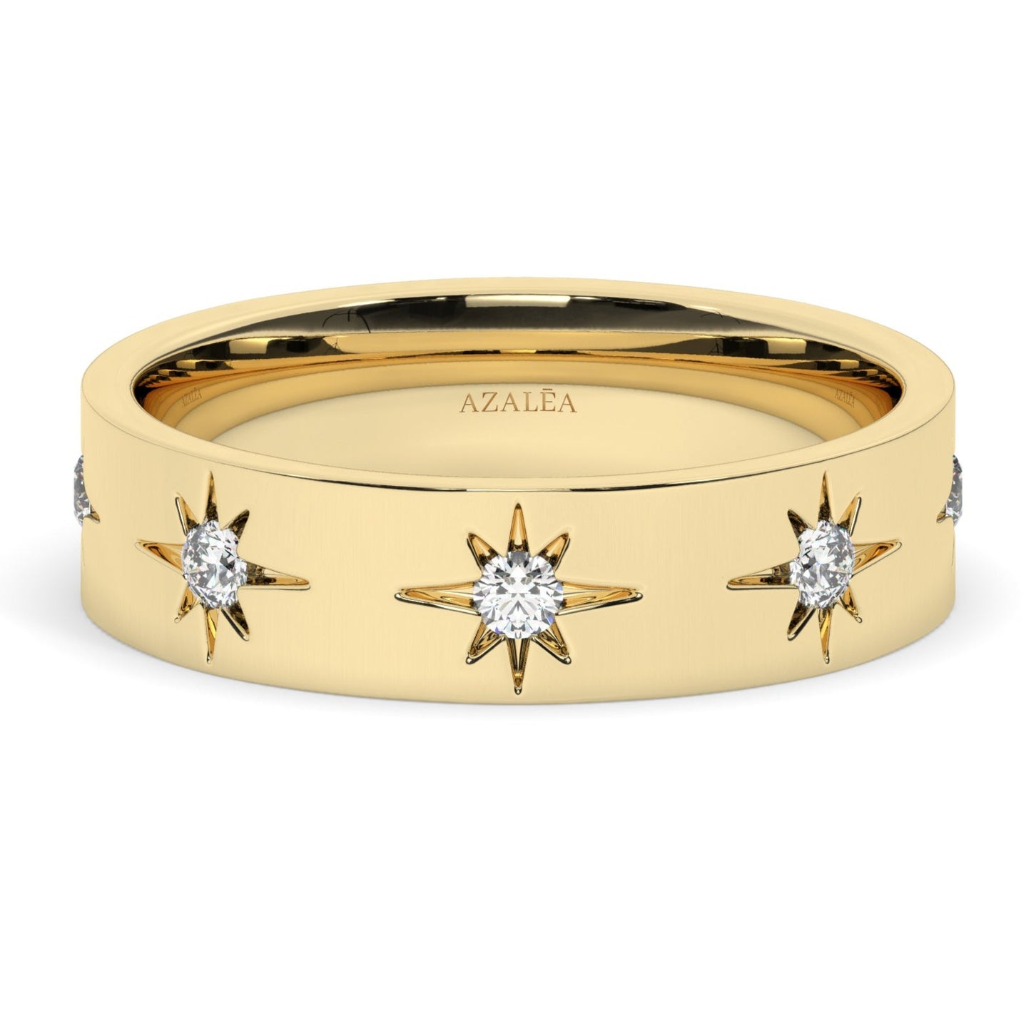 Engraved Star Diamond Stacking Ring