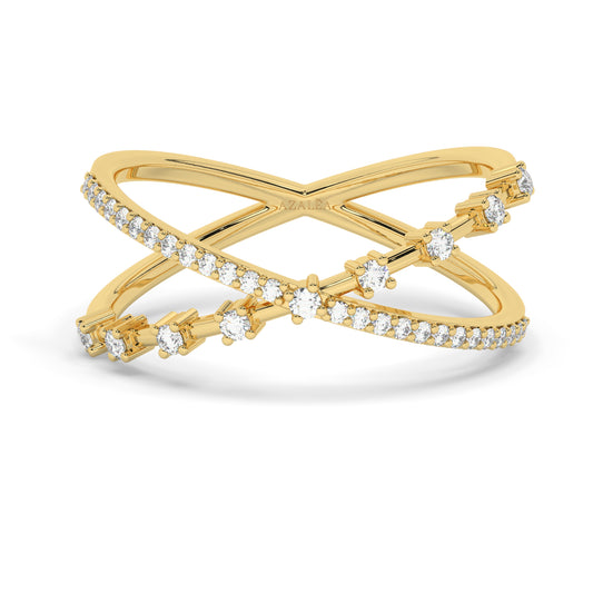Prong Diamond Criss cross Wedding Band