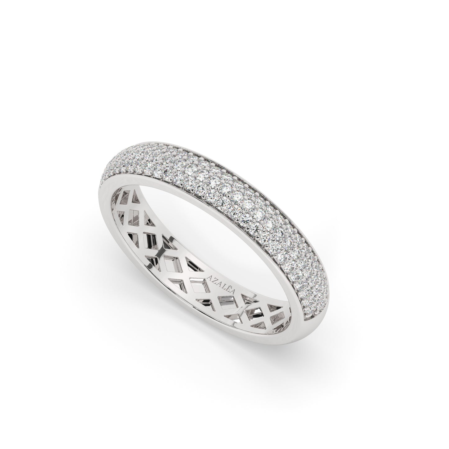 3 Row Halfway Diamond Wedding Band