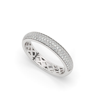 3 Row Halfway Diamond Wedding Band