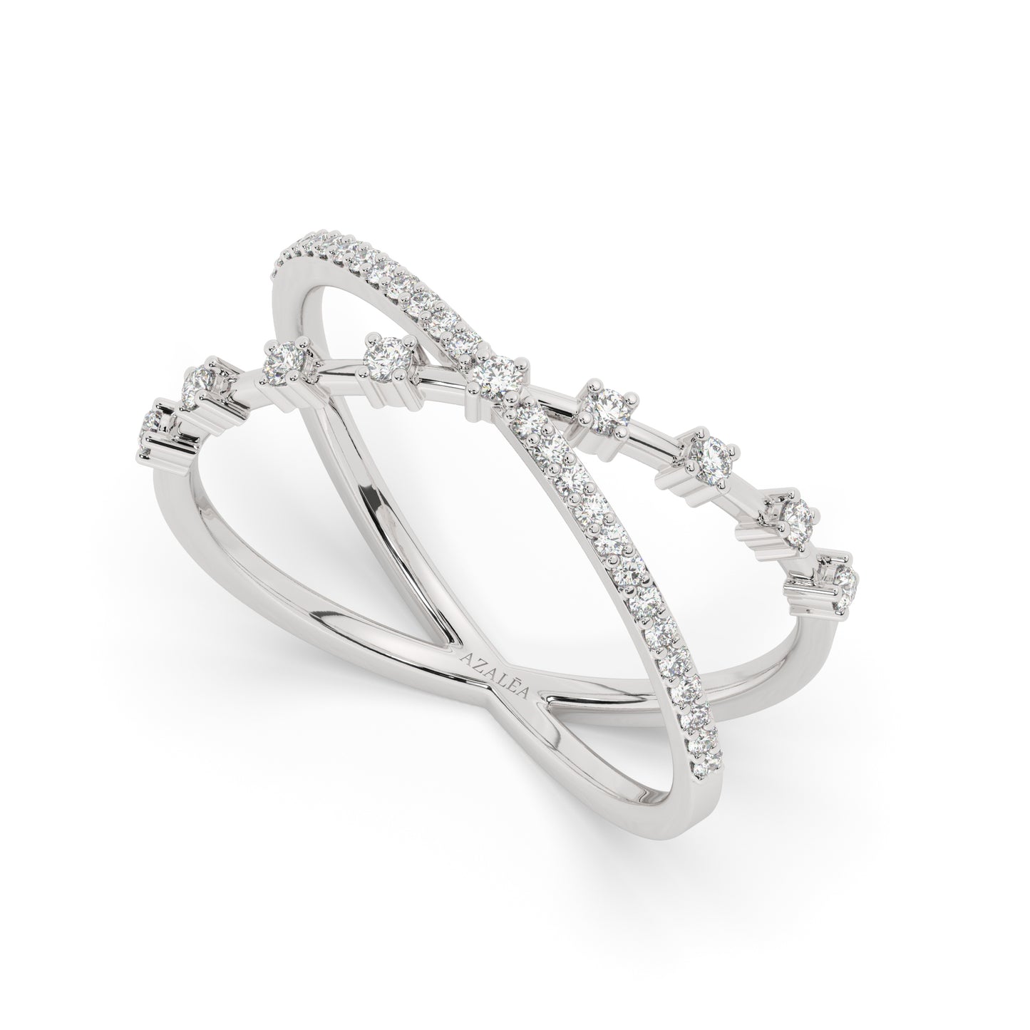 Prong Diamond Criss cross Wedding Band