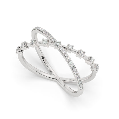 Prong Diamond Criss cross Wedding Band