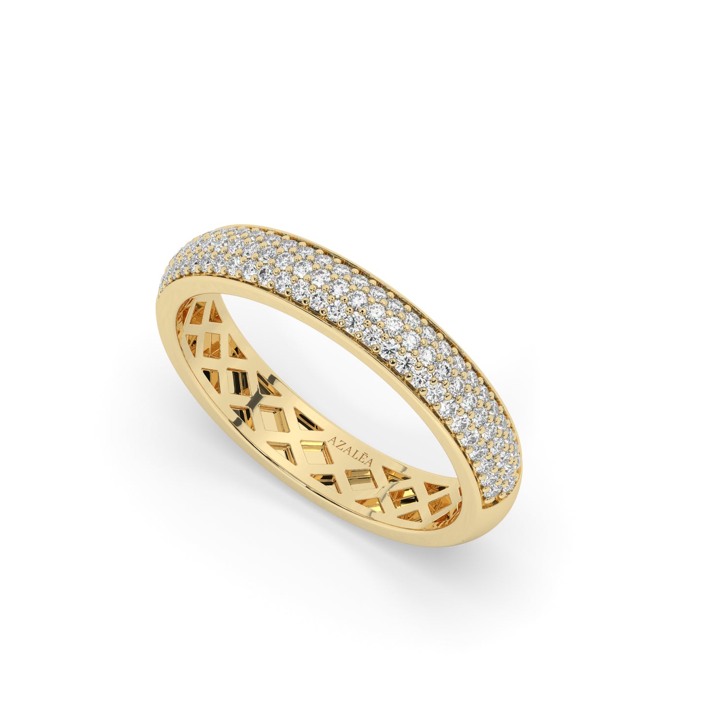 3 Row Halfway Diamond Wedding Band