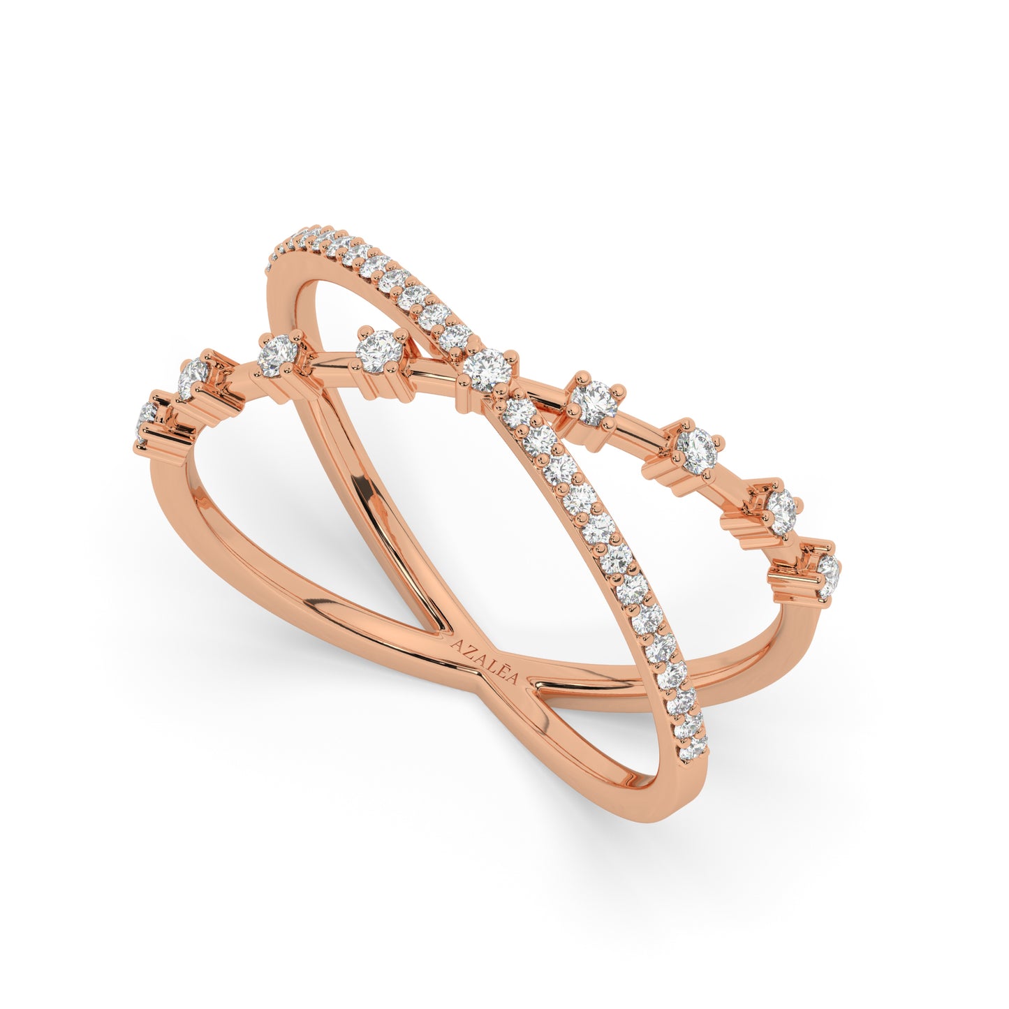 Prong Diamond Criss cross Wedding Band