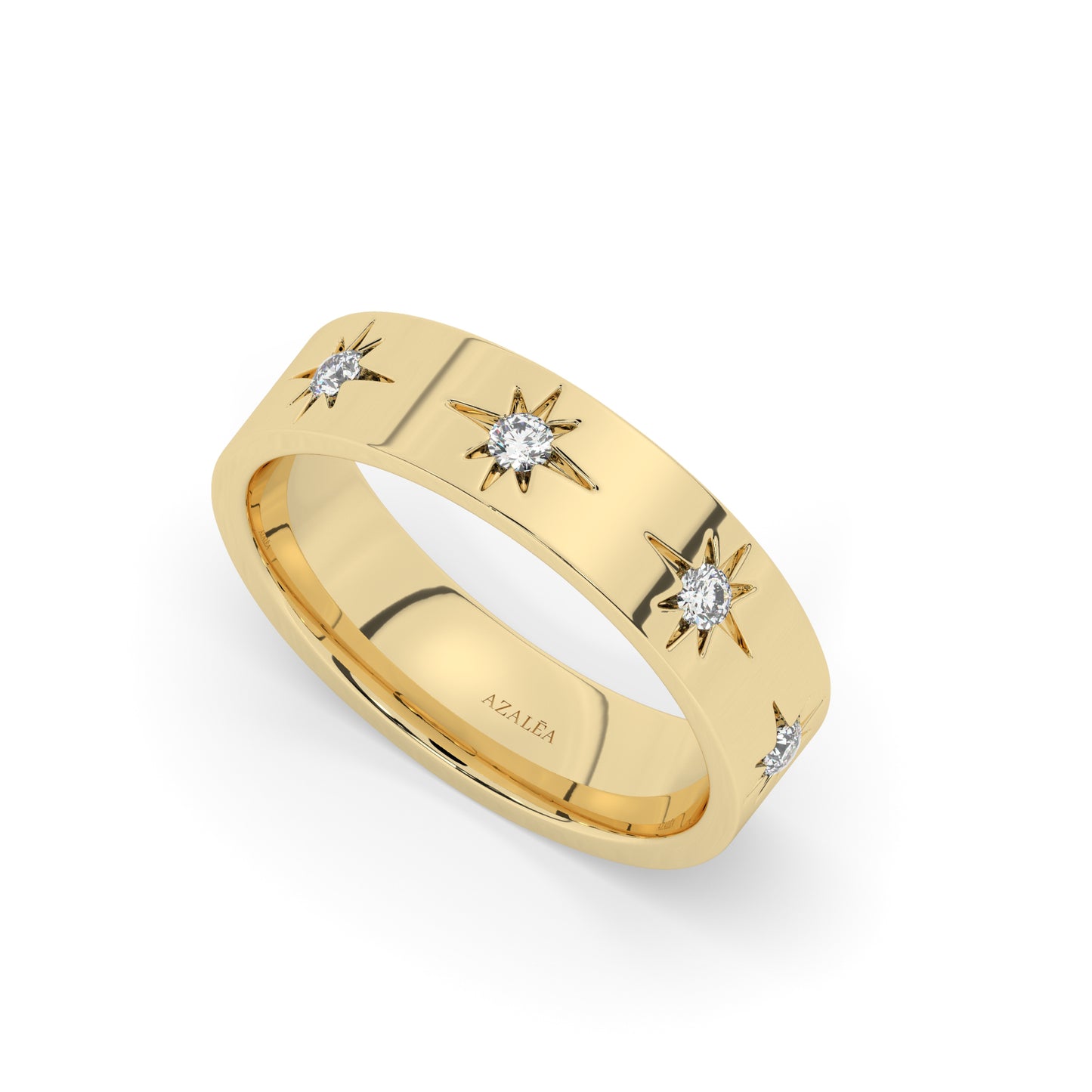 Engraved Star Diamond Stacking Ring