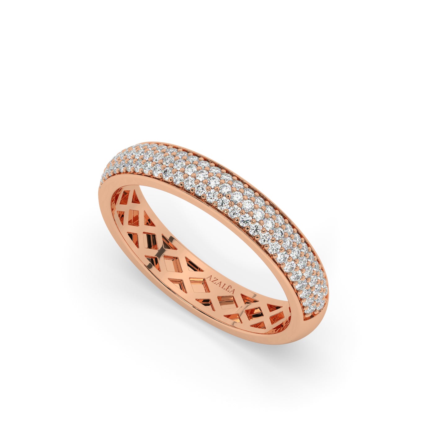 3 Row Halfway Diamond Wedding Band