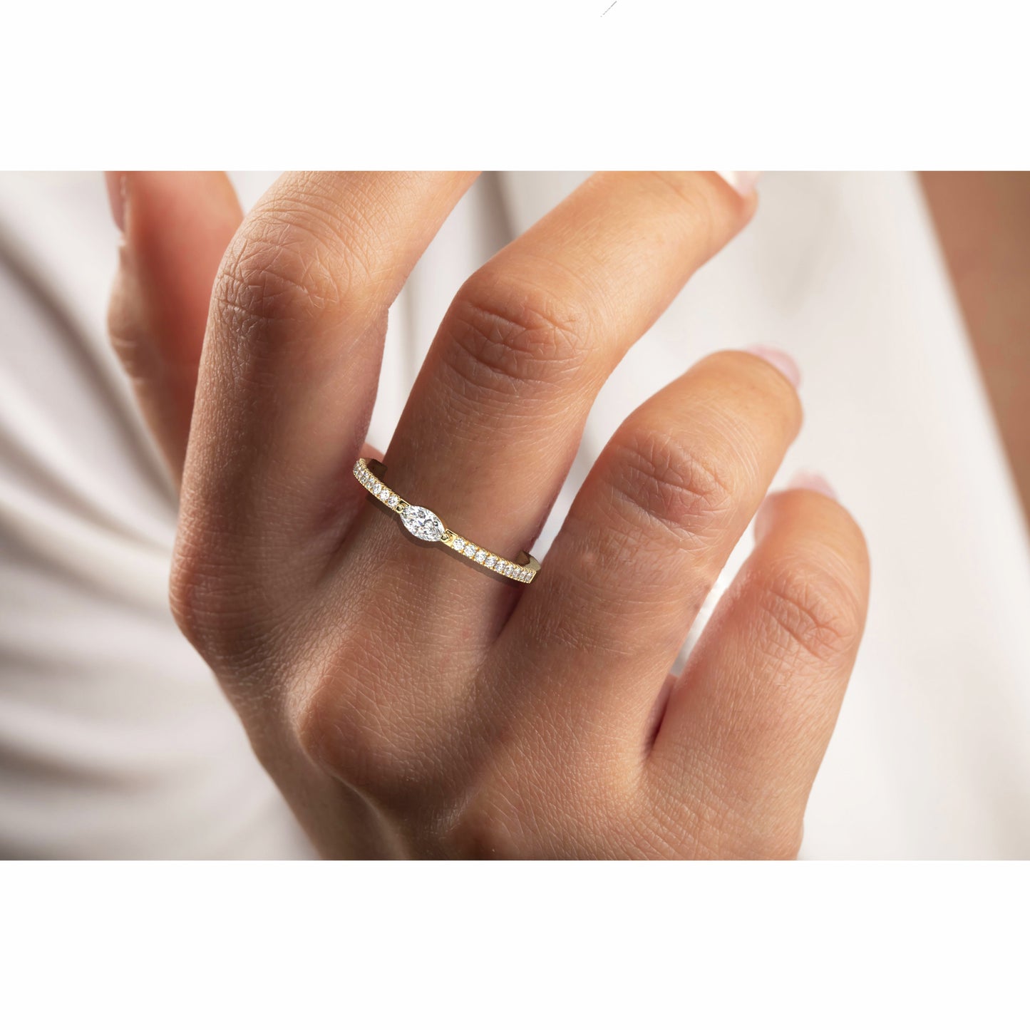 Marquise Diamond Half Eternity Wedding Band