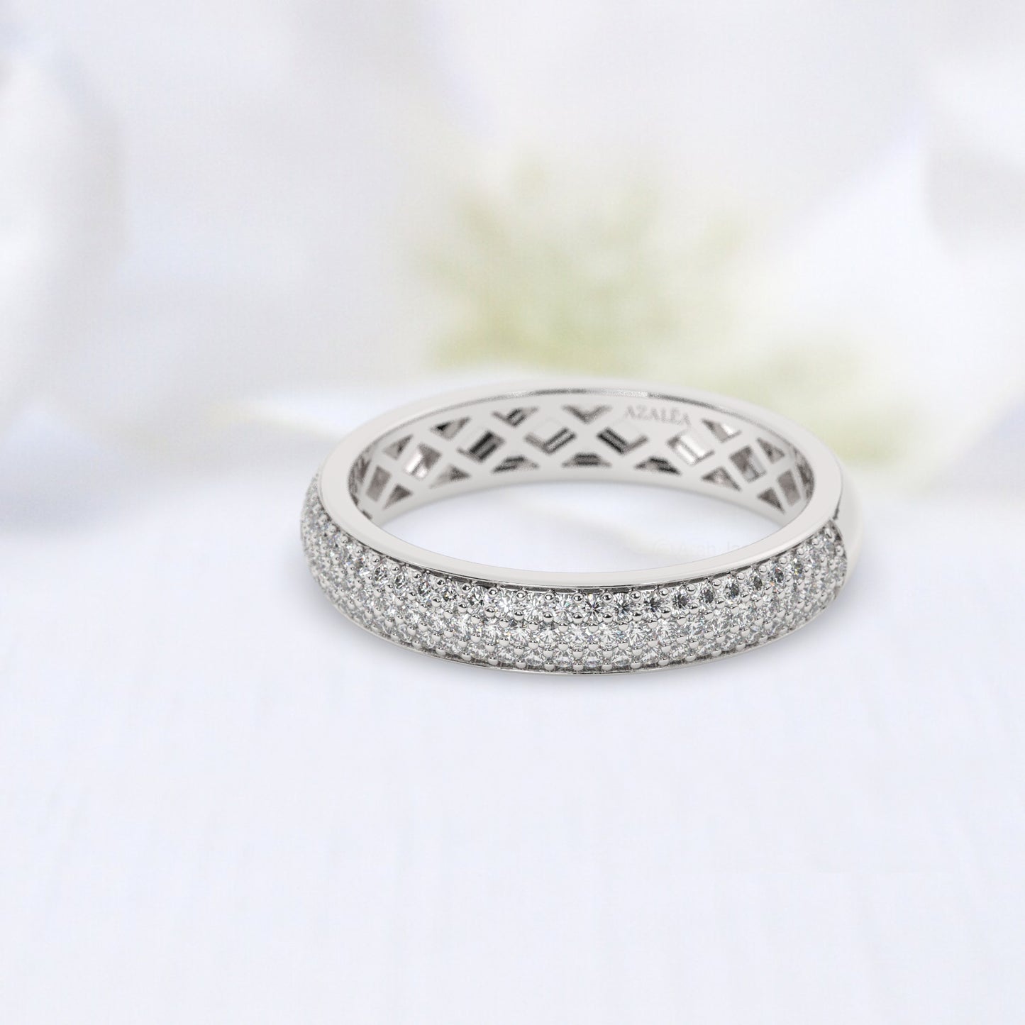 3 Row Halfway Diamond Wedding Band