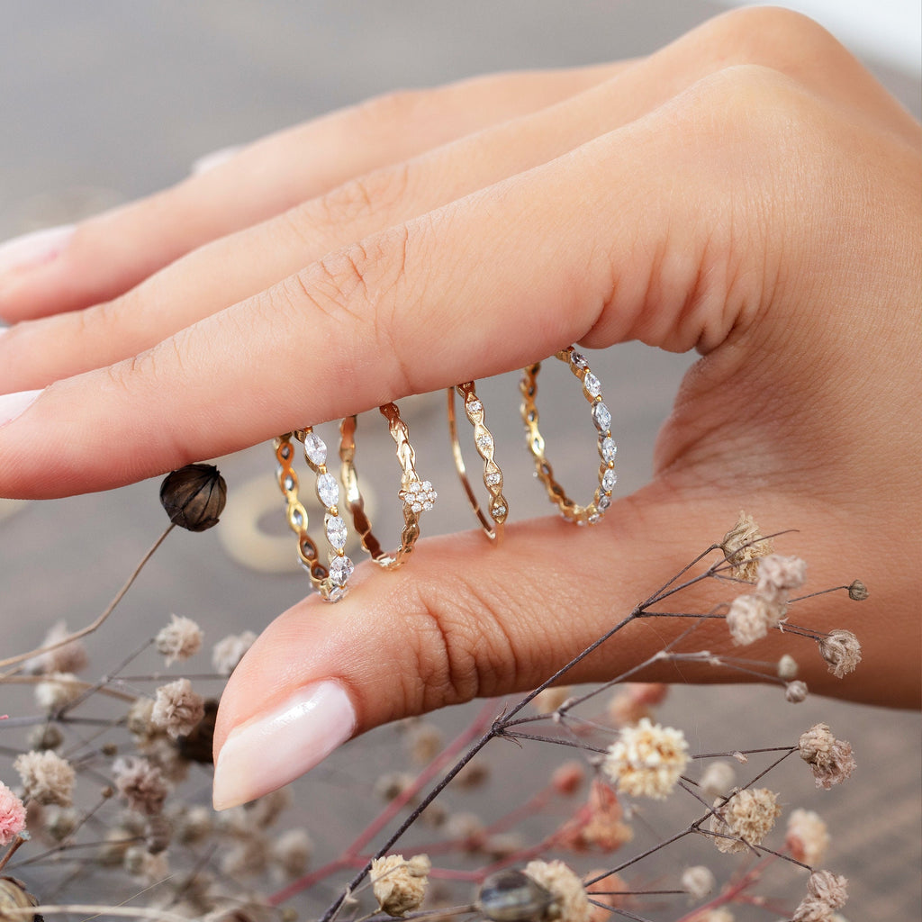 Marquise Diamond Eternity Band / 14k Gold Eternity Diamond Engagement Ring / Wedding Band / Stack Ring / Wedding Ring / Bridal Gift