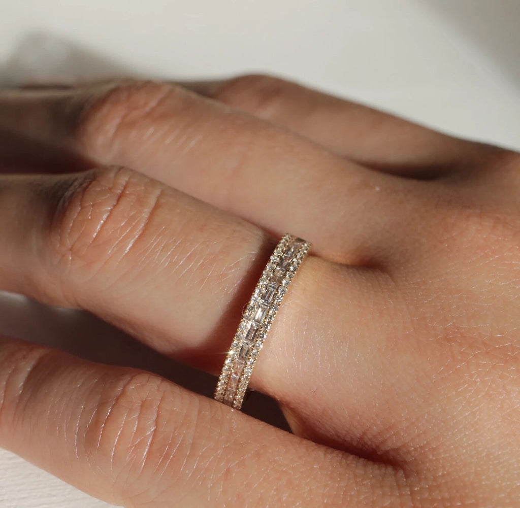 Baguette Diamond Wedding Band / 14k Gold Baguette Diamond Wedding Ring / Baguette Diamond Ring / Stack Ring / Bridal Gift / Anniversary Gift