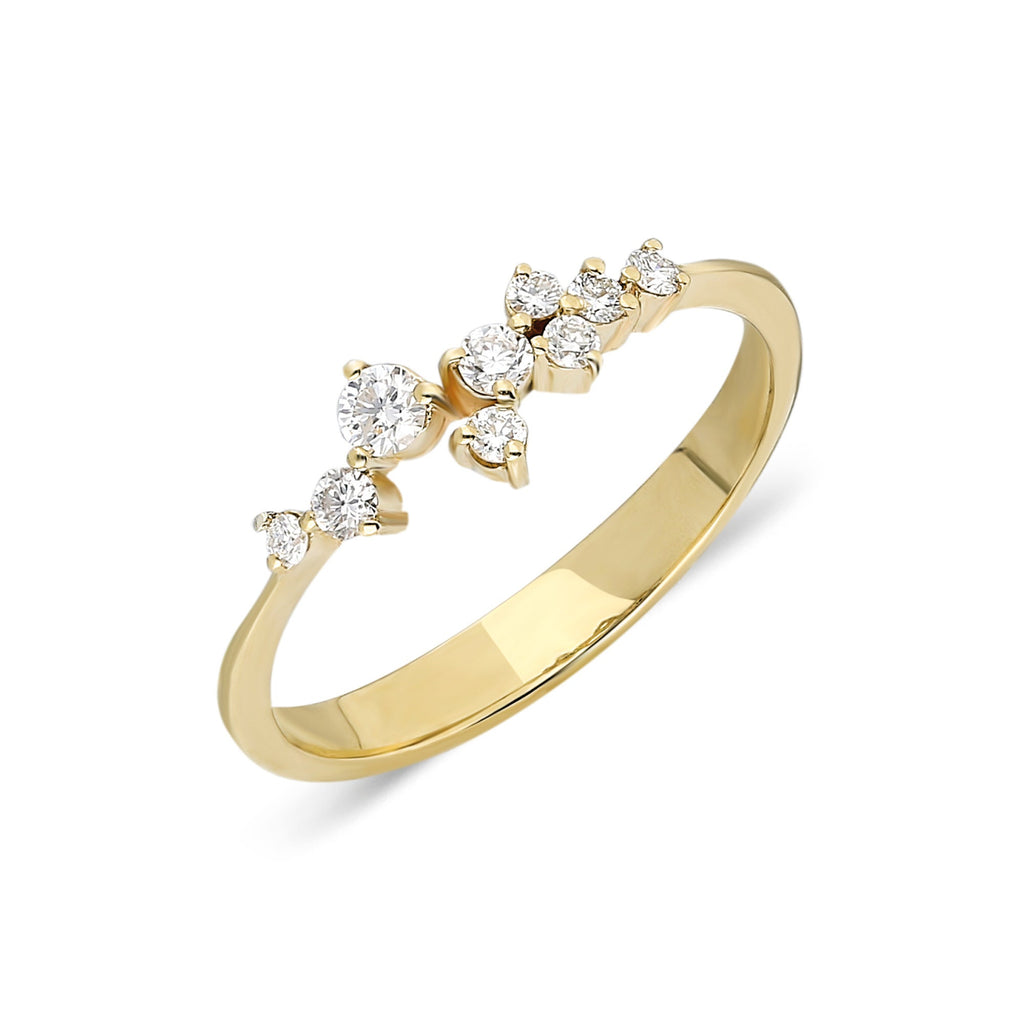 Diamond Stacking Ring / 14k Gold Diamond Cluster Wedding Band / Diamond Engagement Ring / Diamond Stacking Ring / Diamond Anniversary Ring