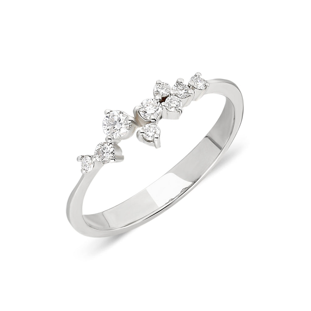 Diamond Stacking Ring / 14k Gold Diamond Cluster Wedding Band / Diamond Engagement Ring / Diamond Stacking Ring / Diamond Anniversary Ring