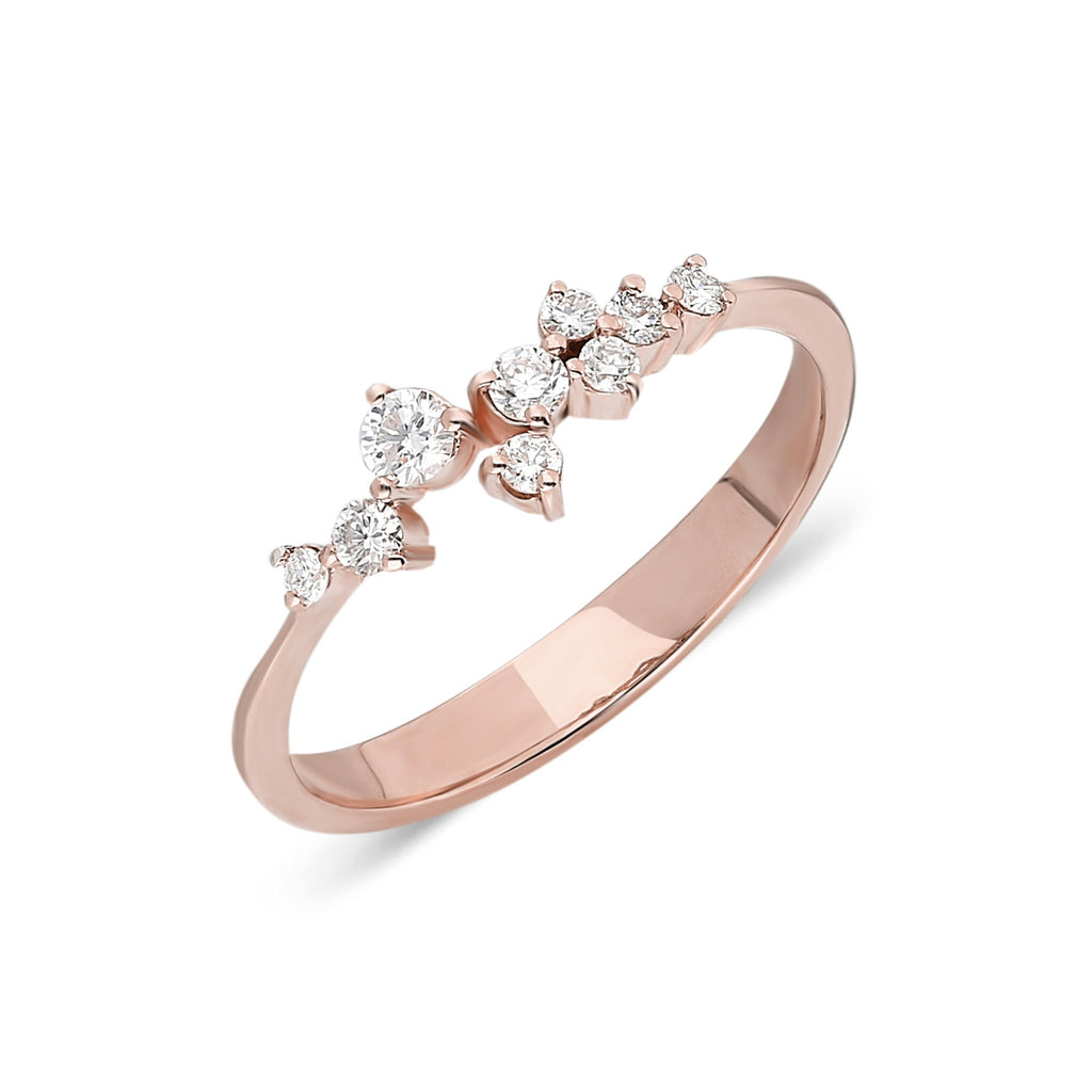 Diamond Stacking Ring / 14k Gold Diamond Cluster Wedding Band / Diamond Engagement Ring / Diamond Stacking Ring / Diamond Anniversary Ring