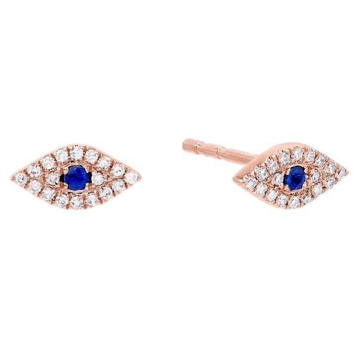 Evil Eye Sapphire and Diamond Evil Eye Stud Earrings