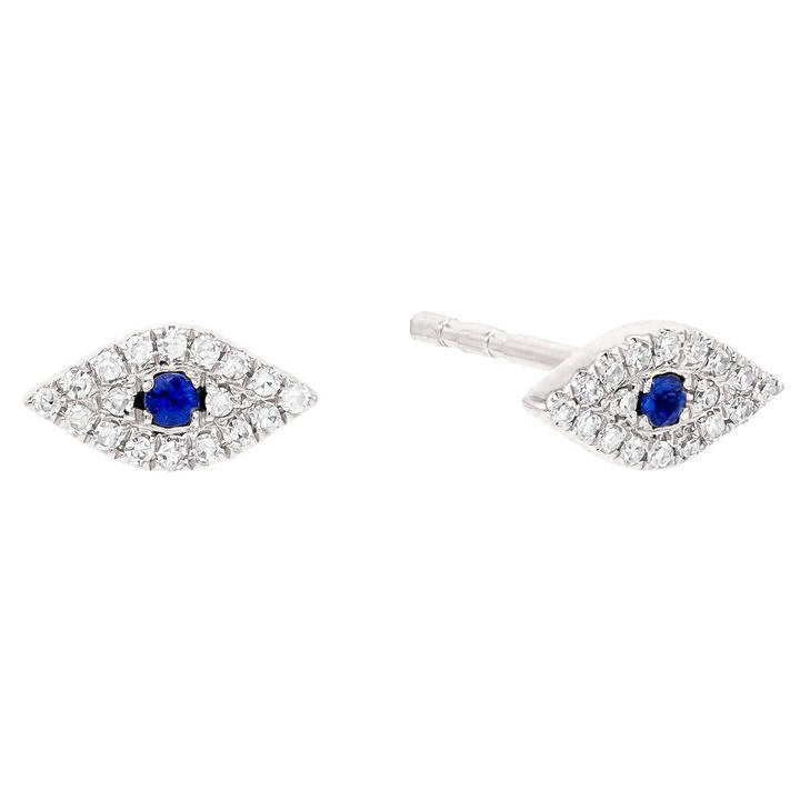 Evil Eye Sapphire and Diamond Evil Eye Stud Earrings