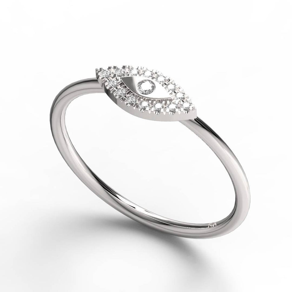 Diamond Evil Eye Stacking Ring