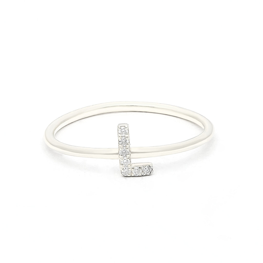 Diamond Initial Ring / 14k Diamond Initial Ring / Diamond Stacking Ring / Initial Ring / Graduation Gift / Birthday Gift