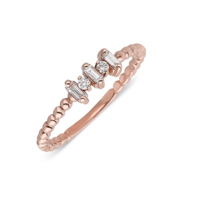 Baguette Diamond Stacking Ring / 14k Gold Baguette Diamond Wedding Band / Diamond Stacking Ring / Anniversary Gift / Diamond Gift Ideas