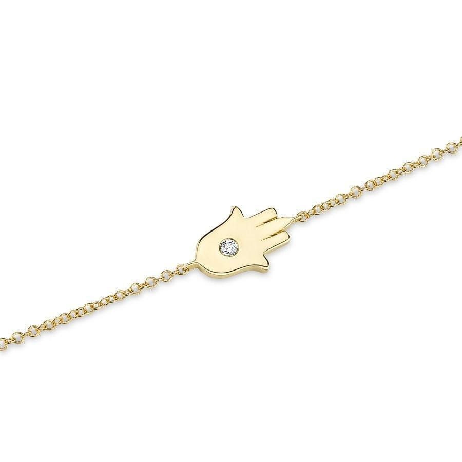 Diamond Hamsa Bracelet / 14k Single Diamond Hamsa Protection Bracelet / Protection Jewelry / Holiday Gift / Birthday Gift