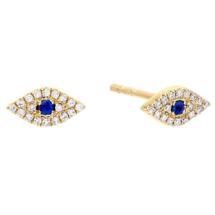 Evil Eye Sapphire and Diamond Evil Eye Stud Earrings