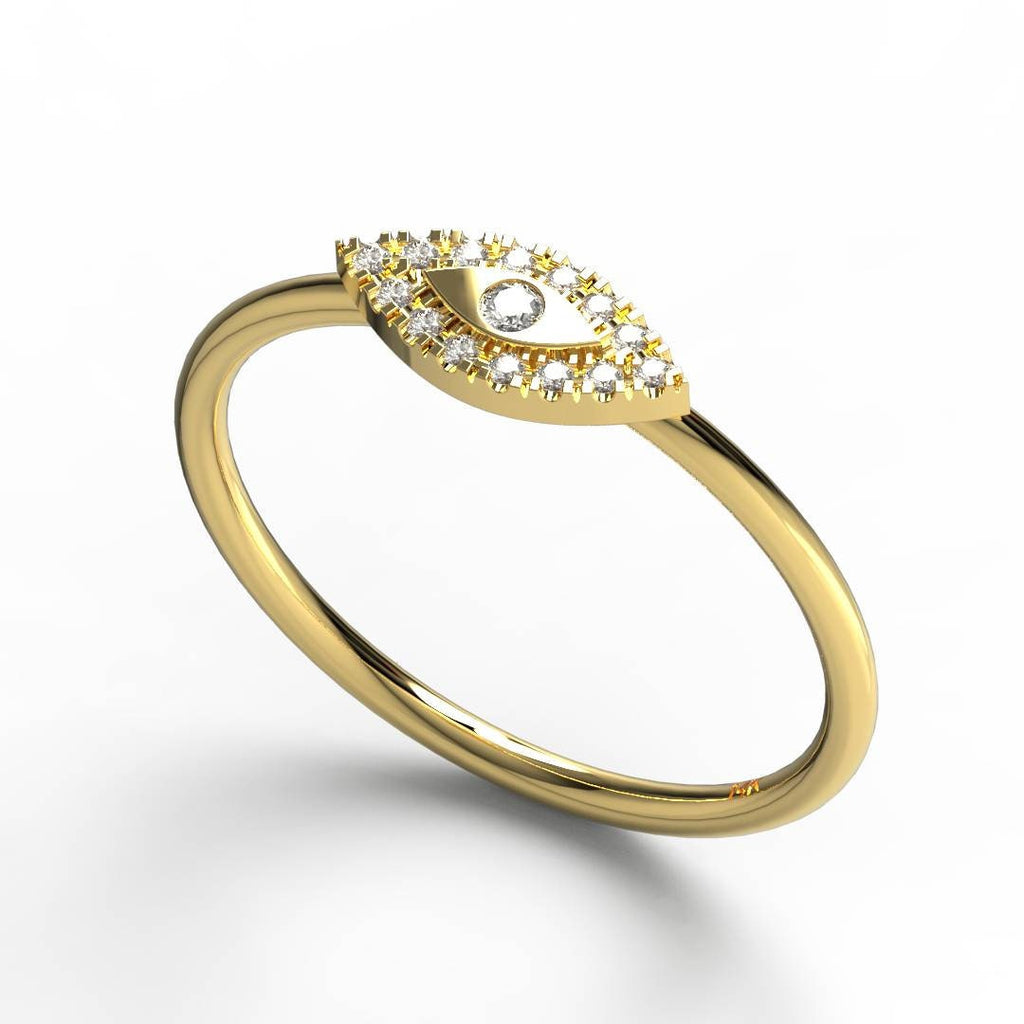Diamond Evil Eye Stacking Ring