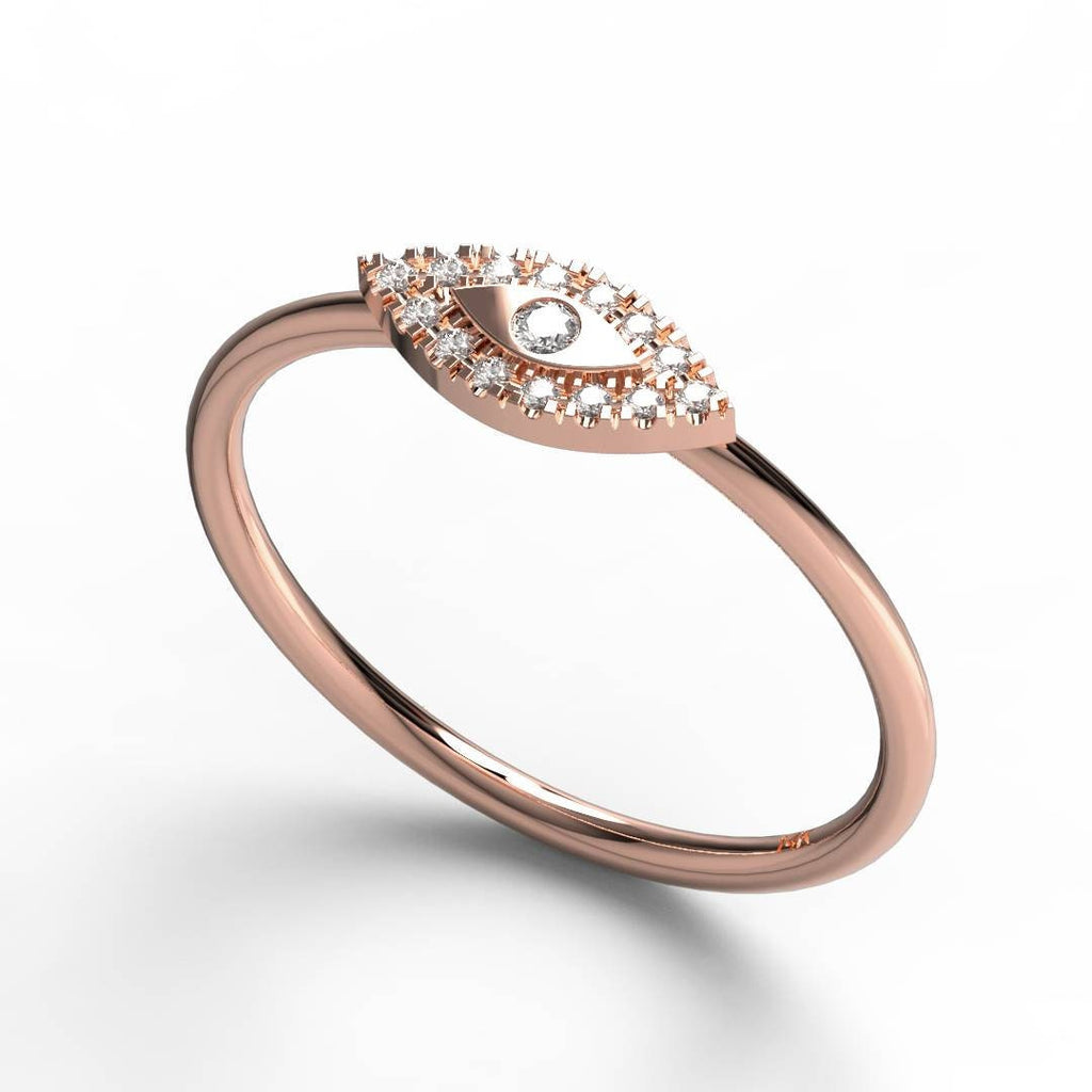 Diamond Evil Eye Stacking Ring