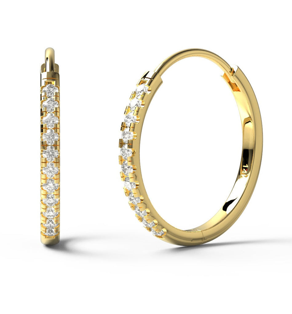 Diamond Hoop Earrings / 14k Diamond Hoop Earrings / Anniversary Gift / Birthday Gift / Graduation Gift / Bridal Gift / Wedding Gift