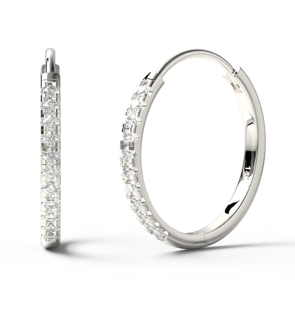 Diamond Hoop Earrings / 14k Diamond Hoop Earrings / Anniversary Gift / Birthday Gift / Graduation Gift / Bridal Gift / Wedding Gift