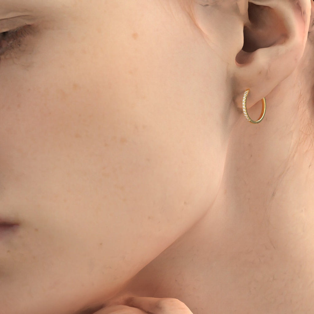 Diamond Hoop Earrings / 14k Diamond Hoop Earrings / Anniversary Gift / Birthday Gift / Graduation Gift / Bridal Gift / Wedding Gift