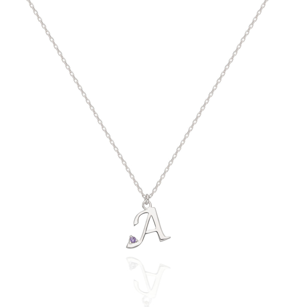 Birthstone Initial Necklace / 14k Gold Personalized Birthstone Initial Necklace / Layered Necklace / Birthday or Anniversary Gift