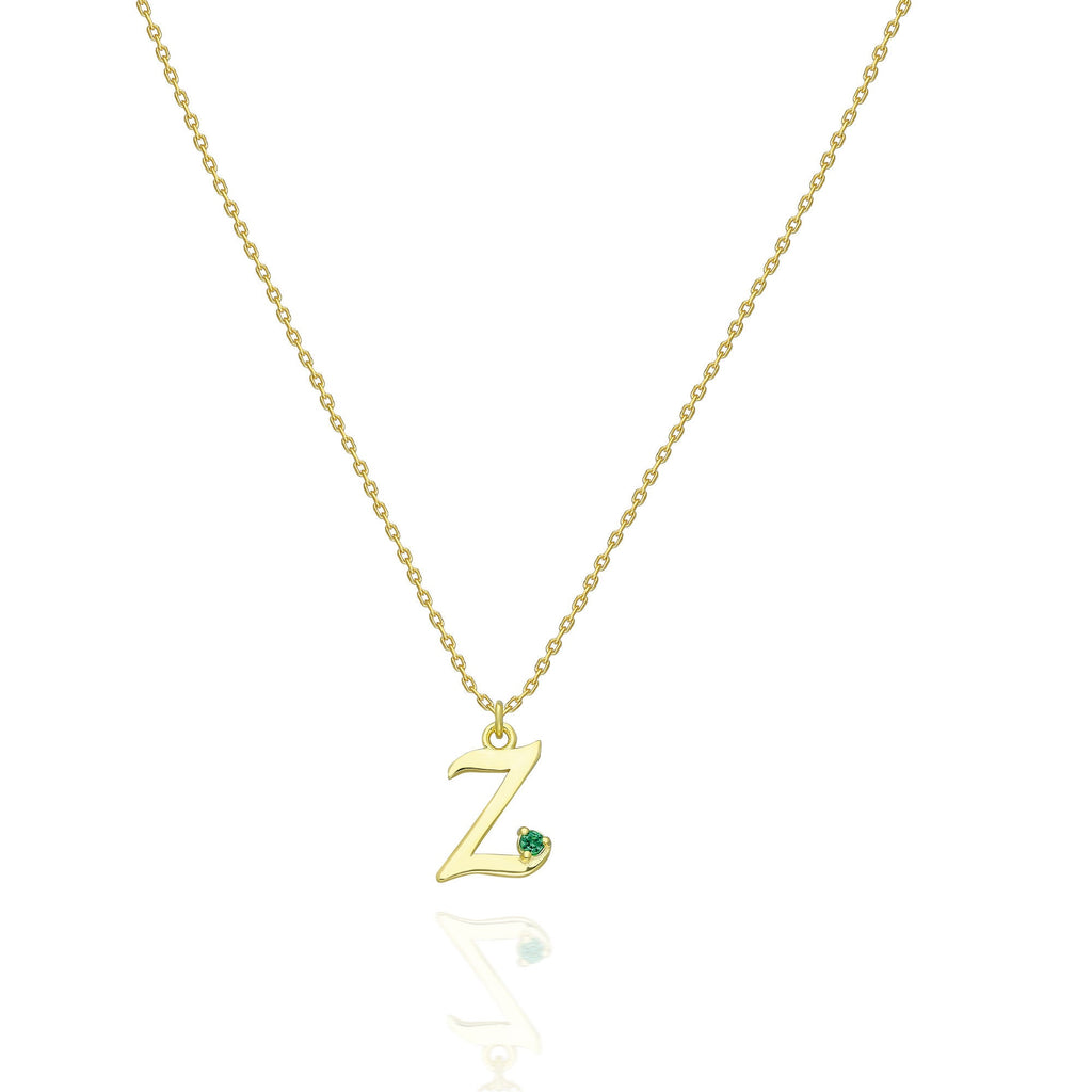 Birthstone Initial Necklace / 14k Gold Personalized Birthstone Initial Necklace / Layered Necklace / Birthday or Anniversary Gift