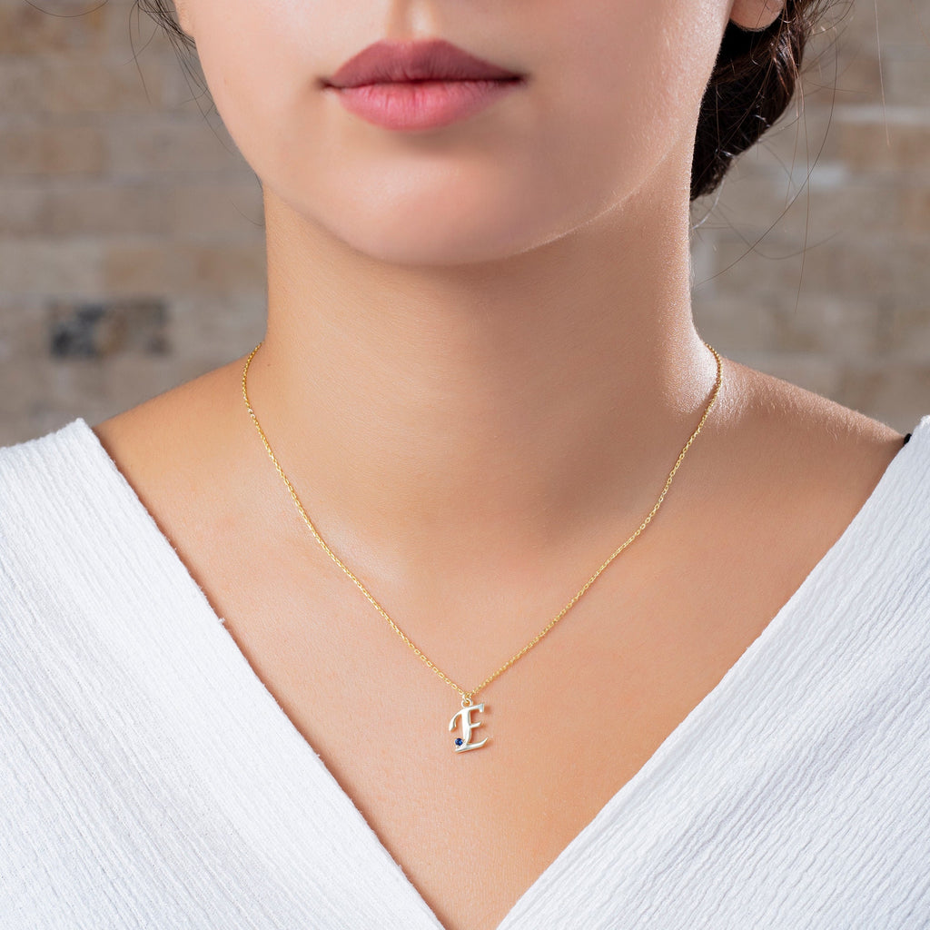 Birthstone Initial Necklace / 14k Gold Personalized Birthstone Initial Necklace / Layered Necklace / Birthday or Anniversary Gift