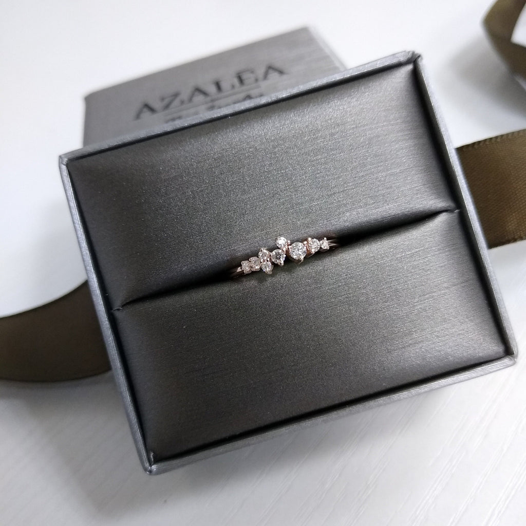 Diamond Stacking Ring / 14k Gold Diamond Cluster Wedding Band / Diamond Engagement Ring / Diamond Stacking Ring / Diamond Anniversary Ring